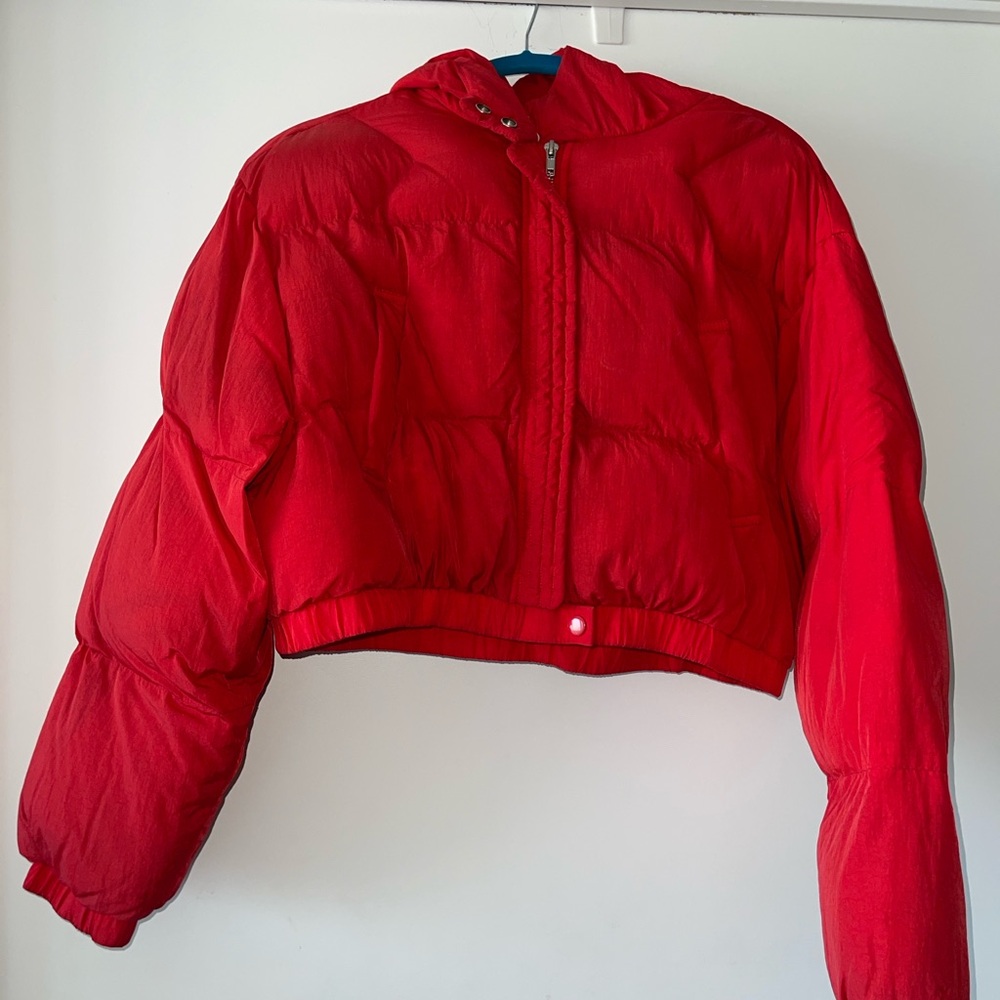 Boohoo Bold Red Puffer Jacket